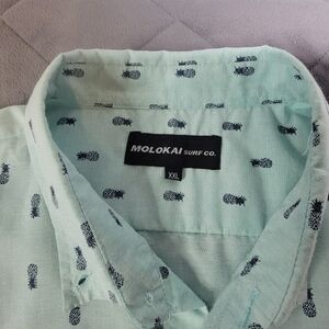 Molokai Surf Co. Men's Pineapple Print Shirt - Mint Green